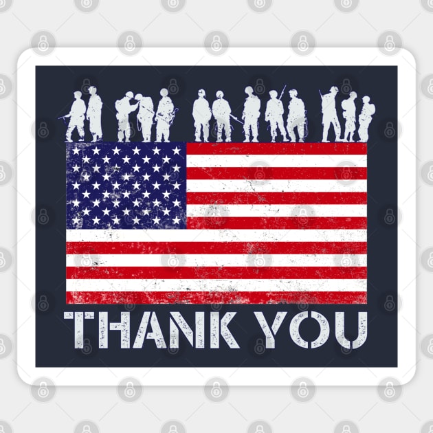 Thank you Soldier Patriotic American Flag Sticker by Jose Luiz Filho